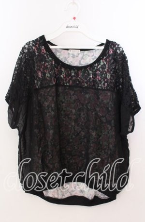 画像: axes femme / レースシフォンレイヤード風トップス  クロ O-25-11-11-2061-AX-TO-IG-OS