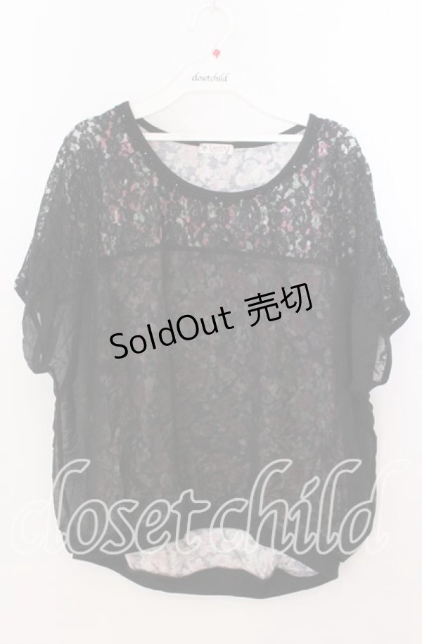 画像1: 【SALE】axes femme / レースシフォンレイヤード風トップス  クロ O-25-11-11-2061-AX-TO-IG-ZT277 (1)