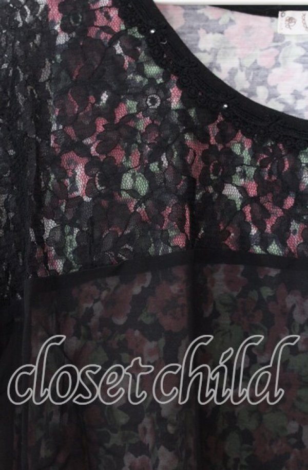 画像2: axes femme / レースシフォンレイヤード風トップス  クロ O-25-11-11-2061-AX-TO-IG-ZT277 (2)