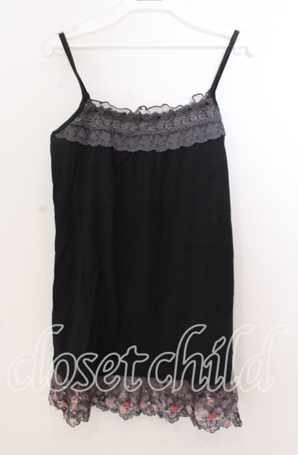 画像1: axes femme / 総レース・立体お花付きキャミソール  クロ O-25-11-11-2062-AX-TO-IG-OS (1)