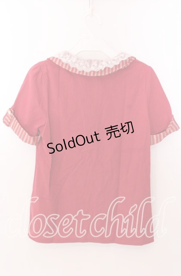 画像5: axes femme / ストライプ切り替えポロシャツ  アカ O-25-11-11-2065-AX-TO-IG-OS (5)