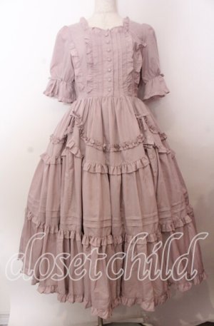 画像: Chalmiere / フリルロングワンピース  ピンク O-25-11-11-2067-LO-OP-IG-OS