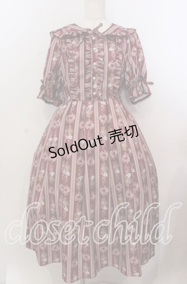 画像1: axes femme kawaii / RosyBear柄ワンピース  アカ O-25-11-11-2068-AX-OP-IG-OS (1)