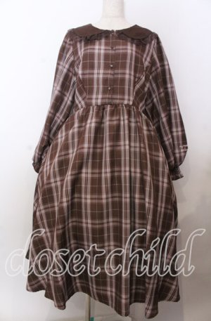 画像: m petit by misako / マイメロチェックフレアワンピース 3Ｌ ブラウン O-25-11-11-2070-LO-OP-IG-OS
