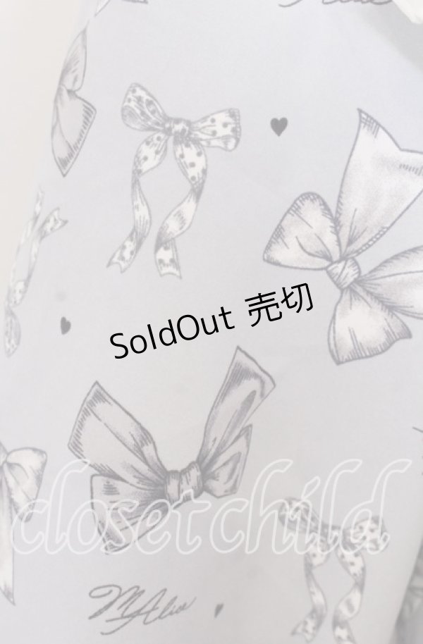 画像2: Lovely Tency / 眞白ありすコラボ/リボンプリントワンピース LL サックス O-25-11-11-2071-LO-OP-IG-OS (2)