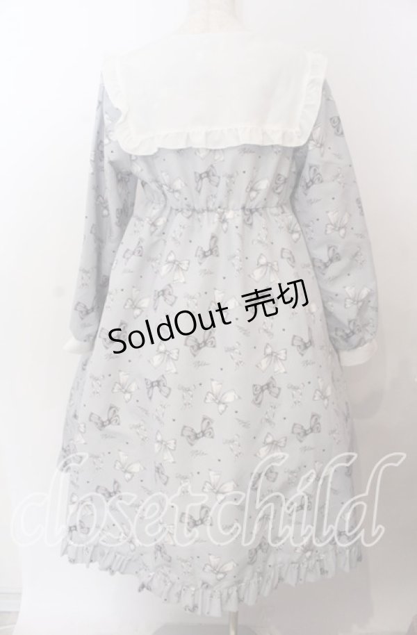 画像3: Lovely Tency / 眞白ありすコラボ/リボンプリントワンピース LL サックス O-25-11-11-2071-LO-OP-IG-OS (3)