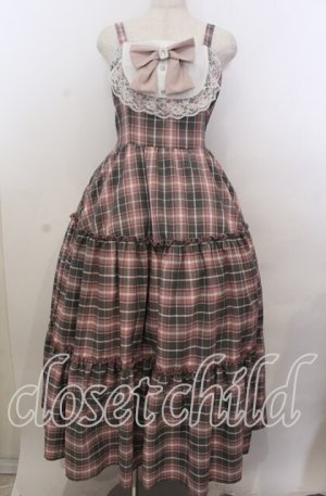 画像: Lovely Tency / 眞白ありすコラボ ジャンパースカート LL ピンク×グレーチェック O-25-11-11-2073-LO-OP-IG-OS