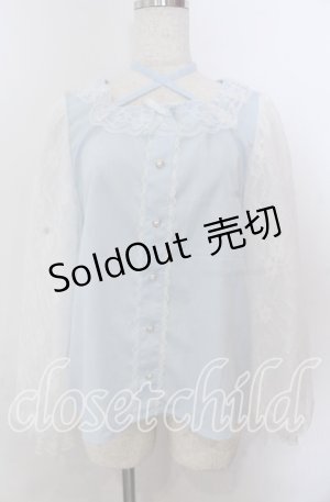 画像: Lovely Tency / alsチョーカーレースブラウス LL サックス O-25-11-11-2075-LO-BL-IG-OS