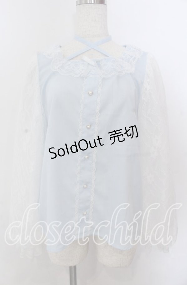 画像1: Lovely Tency / alsチョーカーレースブラウス LL サックス O-25-11-11-2075-LO-BL-IG-OS (1)