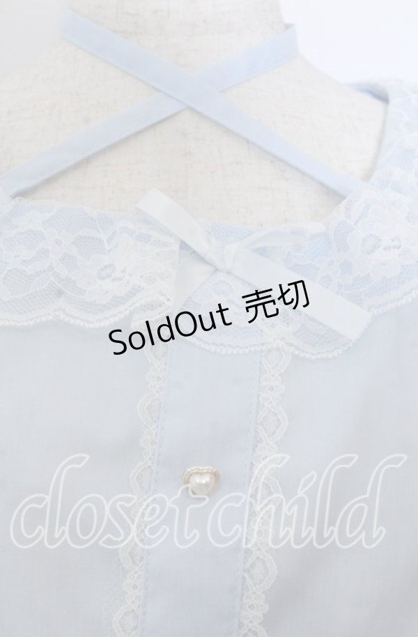 画像2: Lovely Tency / alsチョーカーレースブラウス LL サックス O-25-11-11-2075-LO-BL-IG-OS (2)