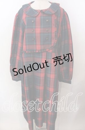 画像: FLC / チェック柄ボックスプリーツワンピース 4Ｌ アカチェック O-25-11-11-2076-LO-OP-IG-OS