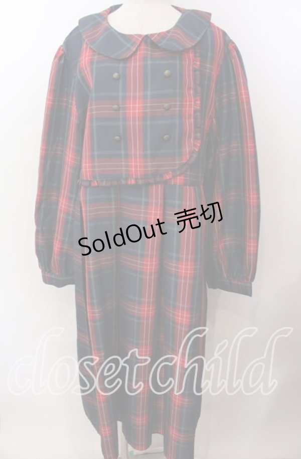 画像1: FLC / チェック柄ボックスプリーツワンピース 4Ｌ アカチェック O-25-11-11-2076-LO-OP-IG-OS (1)