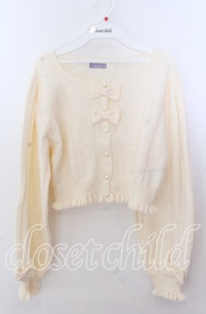 画像: axes femme kawaii / ハート透かし長袖ニットカーデ  アイボリー O-25-11-11-2077-AX-TO-IG-OS