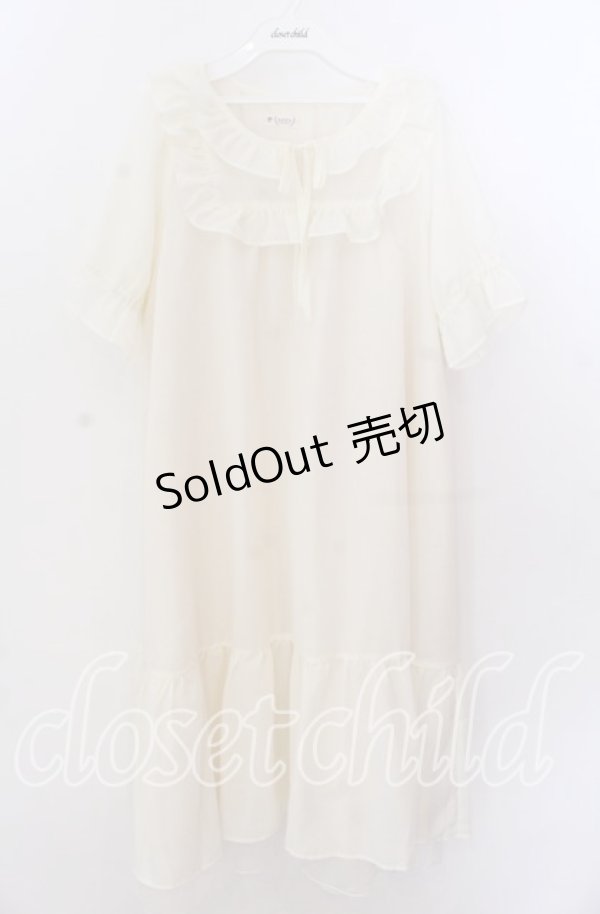 画像1: axes femme / コットン風フリルＡラインワンピース  アイボリー O-25-11-11-2009-AX-OP-IG-OS (1)