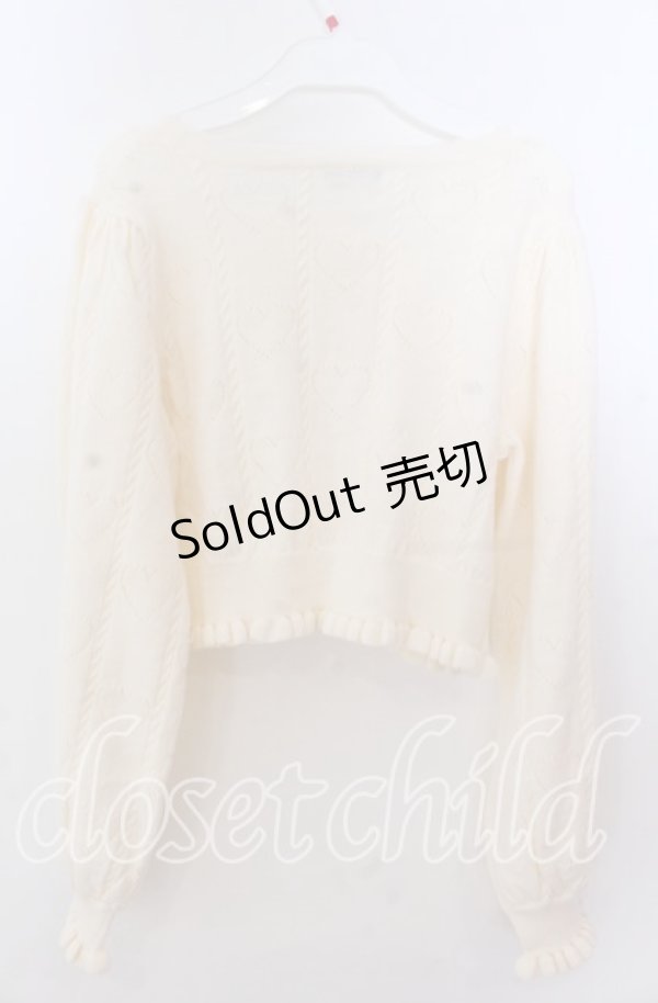 画像3: axes femme kawaii / ハート透かし長袖ニットカーデ  アイボリー O-25-11-11-2077-AX-TO-IG-OS (3)