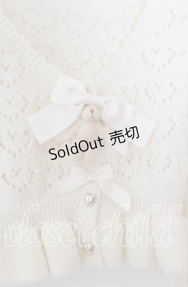 画像2: axes femme kawaii / クマブローチニットボレロ  シロ O-25-11-11-2079-AX-TO-IG-OS (2)
