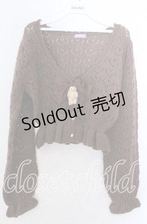 画像: axes femme kawaii / クマブローチニットボレロ  ブラウン O-25-11-11-2080-AX-TO-IG-OS