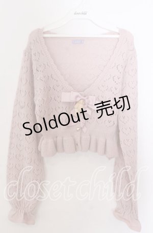 画像: axes femme kawaii / クマブローチニットボレロ  ピンク O-25-11-11-2081-AX-TO-IG-OS