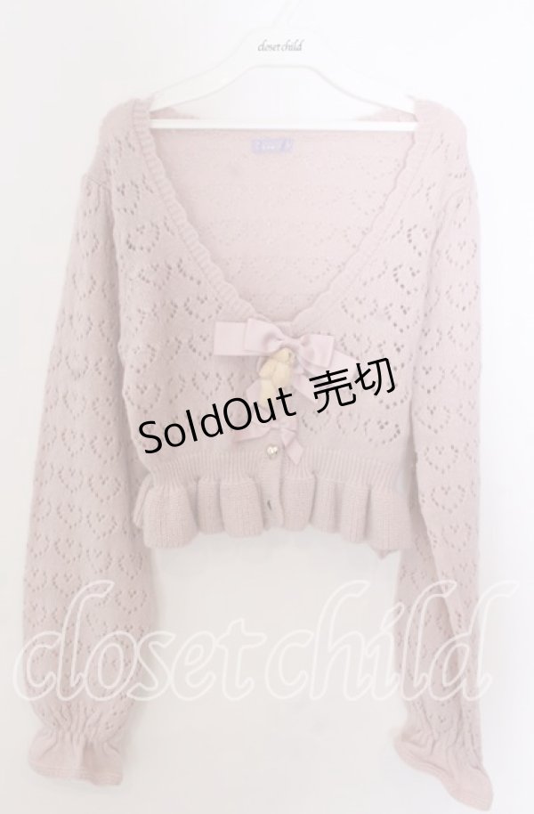 画像1: axes femme kawaii / クマブローチニットボレロ  ピンク O-25-11-11-2081-AX-TO-IG-OS (1)