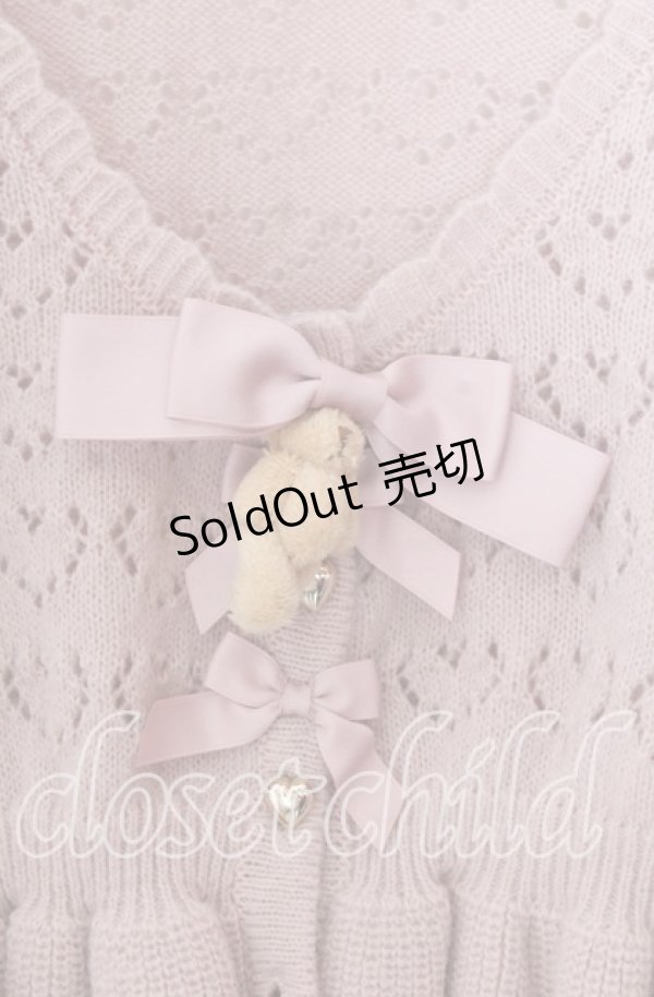 画像2: axes femme kawaii / クマブローチニットボレロ  ピンク O-25-11-11-2081-AX-TO-IG-OS (2)