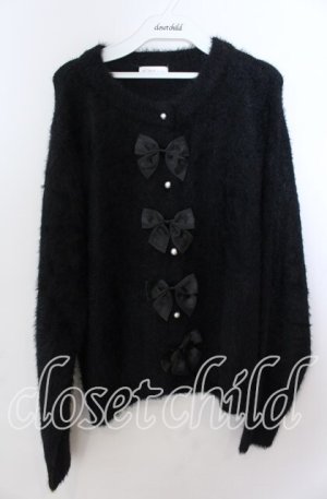 画像: m petit by misako / リボンカーディガン 3Ｌ クロ O-25-11-11-2091-LO-TO-IG-OS