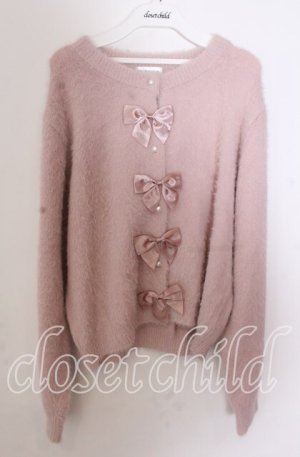 画像: m petit by misako / リボンカーディガン 3Ｌ ピンク O-25-11-11-2092-LO-TO-IG-OS