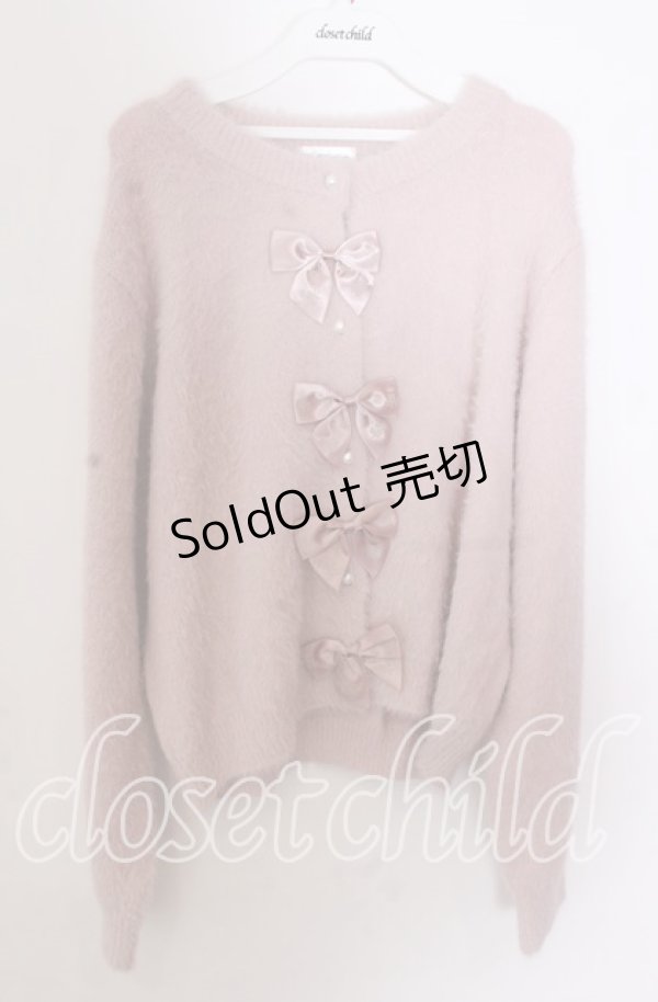 画像1: m petit by misako / リボンカーディガン 3Ｌ ピンク O-25-11-11-2092-LO-TO-IG-OS (1)