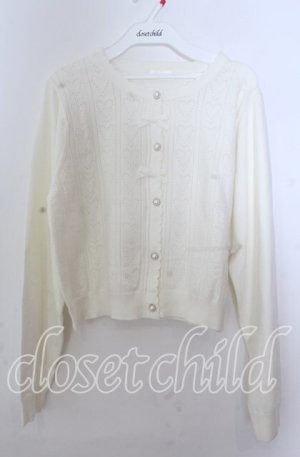 画像: m petit by misako / AM*ハート透かしニットカーディガン 3Ｌ シロ O-25-11-11-2093-LO-TO-IG-OS