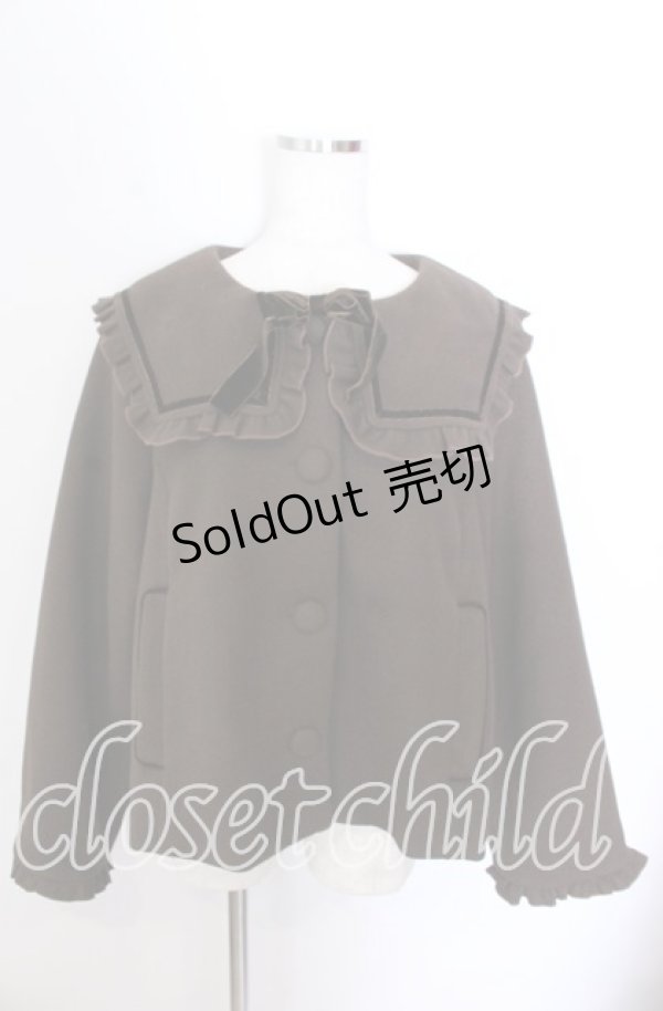 画像1: m petit by misako / セーラー襟ショートコート 4Ｌ ブラウン O-25-11-11-2099-LO-CO-IG-OS (1)