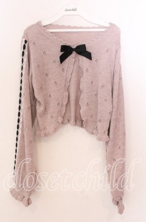 画像: axes femme POETIQUE / フリルラメニットカーディガン  ピンク O-25-11-11-2015-AX-TO-IG-OS