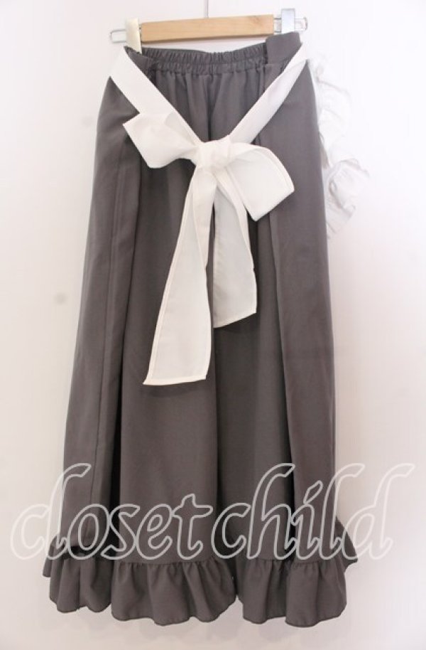 画像2: Cherirulu Chocola / MYフリルスカート+エプロン 4Ｌ グレー×シロ O-25-11-11-2019-LO-SK-IG-ZT248 (2)