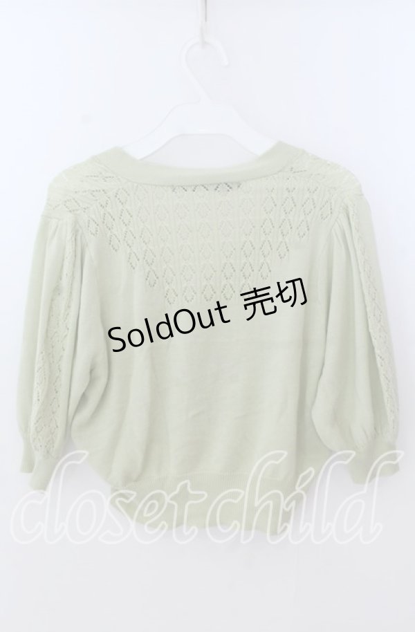 画像3: 【SALE】an another angelus / SAVONパッケージ釦透かし編み5分袖ニットカーディガン  グリーン O-25-11-11-2027-CA-TO-IG-ZT513 (3)