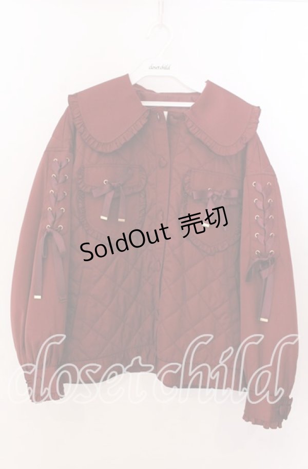 画像1: Secret Honey / ハートボタンキルティングブルゾン  ワイン O-25-11-11-2030-CA-JA-IG-OS (1)