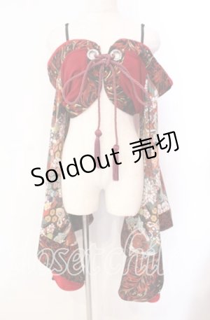 画像: Qutie Frash / オフショル着物カーデ  レッド O-25-11-11-011-QU-TO-OW-OS