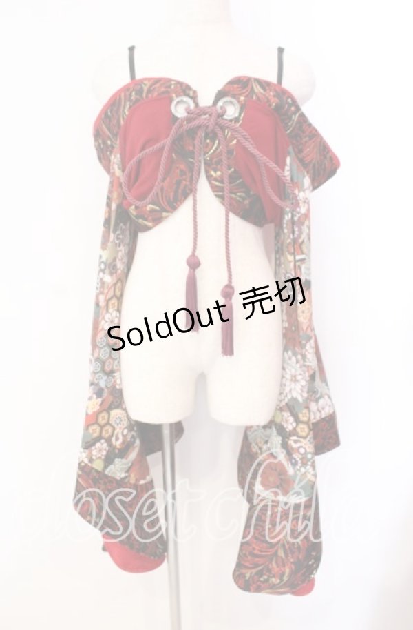 画像1: Qutie Frash / オフショル着物カーデ  レッド O-25-11-11-011-QU-TO-OW-OS (1)