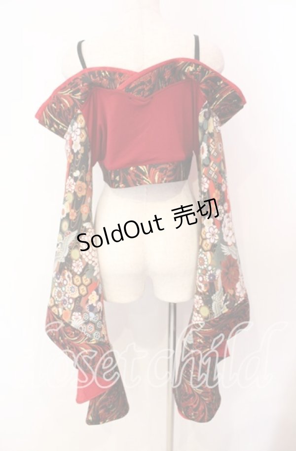 画像5: Qutie Frash / オフショル着物カーデ  レッド O-25-11-11-011-QU-TO-OW-OS (5)