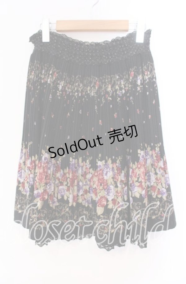 画像1: axes femme / パネル花柄スカート M クロ O-25-11-11-014-AX-SK-OW-OS (1)