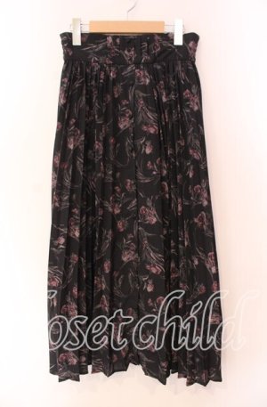 画像: axes femme / 花柄プリーツスカート M クロ O-25-11-11-016-AX-SK-OW-OS