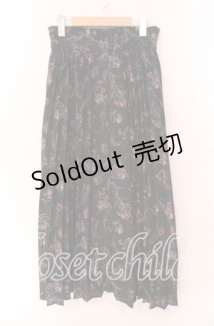 画像: axes femme / 花柄プリーツスカート M クロ O-25-11-11-016-AX-SK-OW-OS