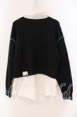 画像2: NieR Clothing / フェイクレイヤードニットカーディガン  ブラック×ホワイト O-25-11-11-020-PU-TO-IG-ZT342 (2)