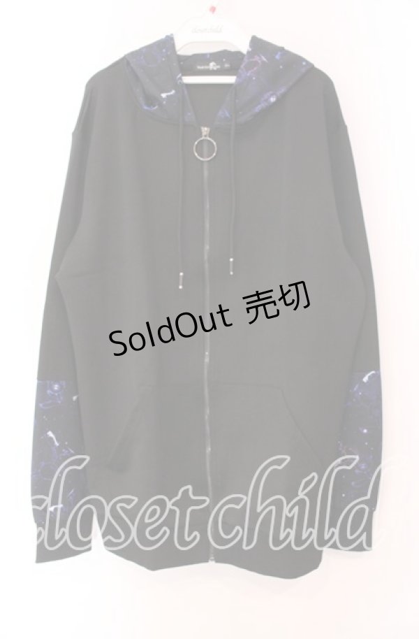 画像1: NieR Clothing / 高品質ブロッキングZIP OUTER【COSMO】 パーカー  ブラック×ブルー系 O-25-11-11-025-PU-TO-IG-OS (1)