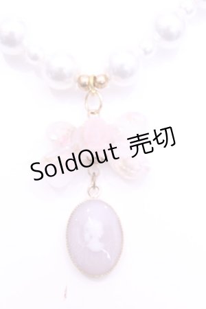 画像: Haku Healing / カメオとリボンのビーズネックレス  ラベンダー×ピンク×シロ O-25-11-12-068-LO-AC-IG-OS