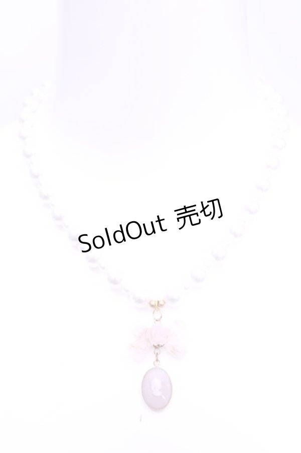 画像2: Haku Healing / カメオとリボンのビーズネックレス  ラベンダー×ピンク×シロ O-25-11-12-068-LO-AC-IG-OS (2)