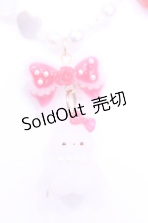 画像: Haku Healing / うさぎとリボンのビーズネックレス  シロ×アカ O-25-11-12-070-LO-AC-IG-OS