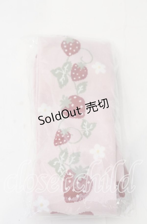 画像1: axes femme kawaii / いちご柄オーバーニー F ピンク O-25-11-12-1001-AX-ZA-OW-OS (1)