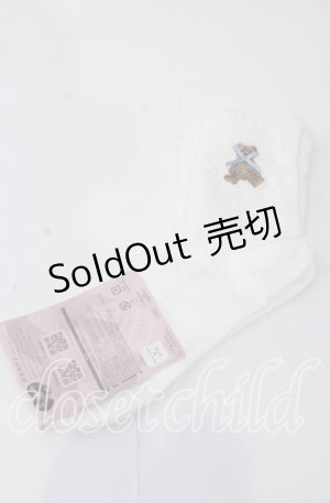 画像: m petit by misako / TTAMCSリボンクマ　クルーソックス  シロ O-25-11-12-1010-LO-ZA-OW-OS