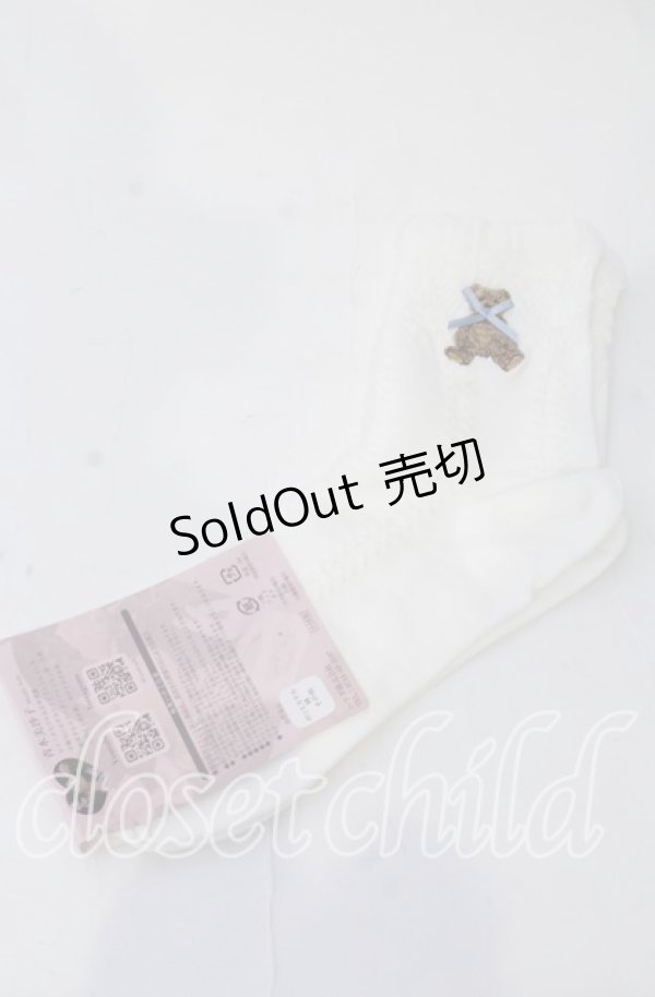 画像1: m petit by misako / TTAMCSリボンクマ　クルーソックス  シロ O-25-11-12-1010-LO-ZA-OW-OS (1)