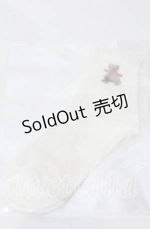 画像: m petit by misako / TTAMCSリボンクマ　クルーソックス  アイボリー O-25-11-12-1011-LO-ZA-OW-OS