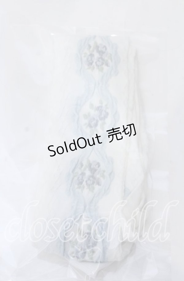 画像1: m petit by misako / ECAMOVKバラレースソックス  シロ×サックス O-25-11-12-1012-LO-ZA-OW-OS (1)