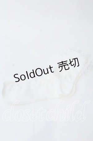 画像: m petit by misako / リボン付き透かしリボン柄クルーソックス  シロ O-25-11-12-1013-LO-ZA-OW-OS